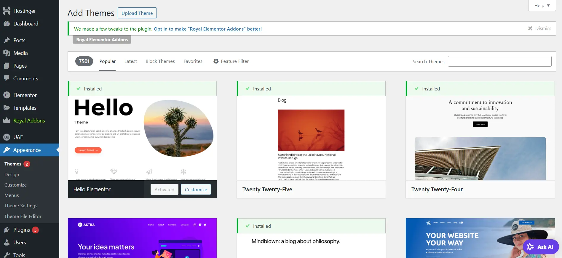 Installation of Theme