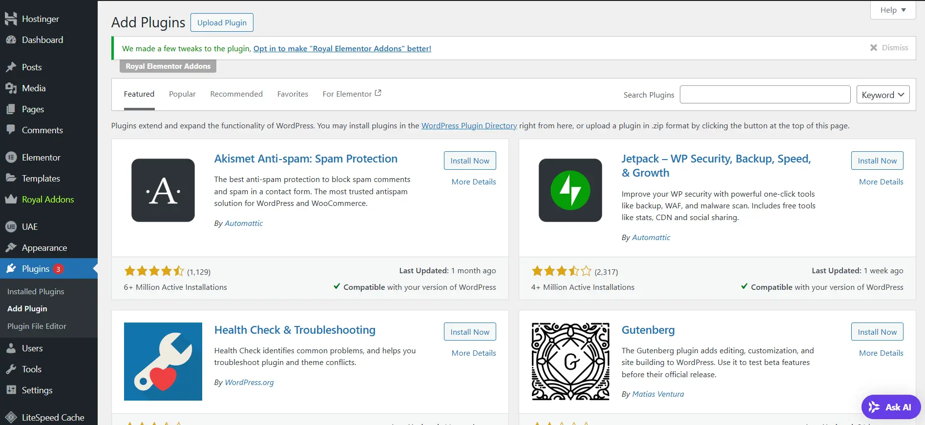 Installation of Plugins