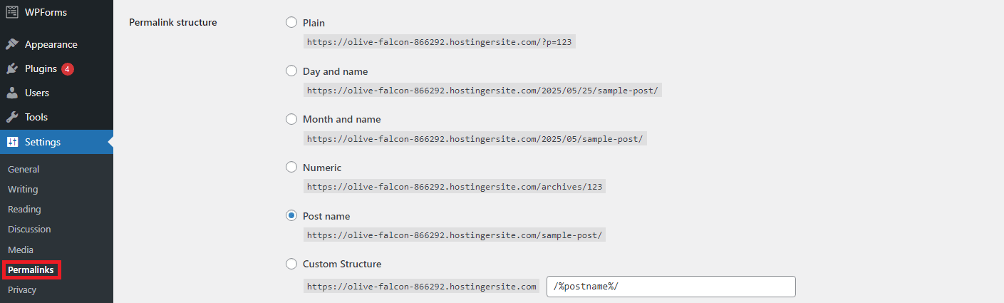 wp-backend-permalinks