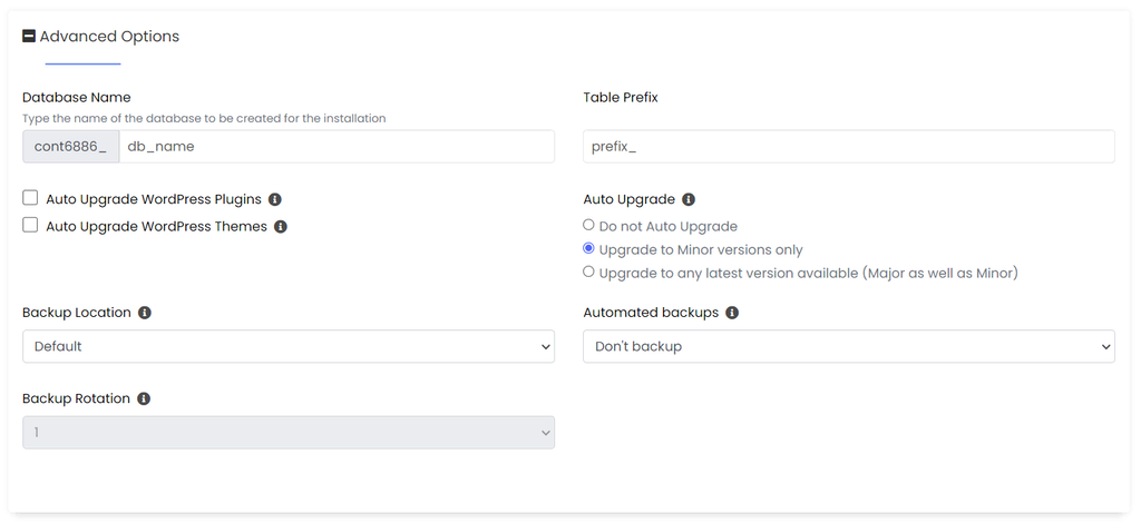 cpanel-softaculous-advanced-options