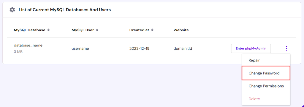 hpanel-database-change-password