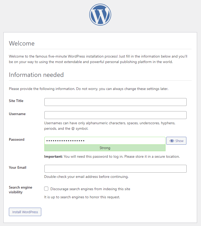 wordpress-install-credentials
